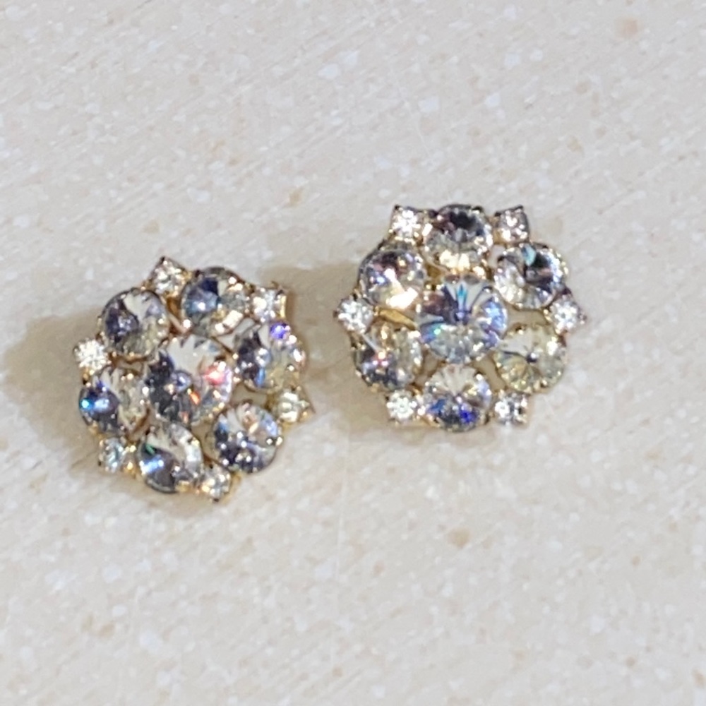 Vintage Rhinestone Clip On Earrings